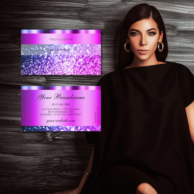 Cartão De Visita Olhos Que Pegam Luminosas Púrpuras Púrpuras, Lumin (Criador carregado)