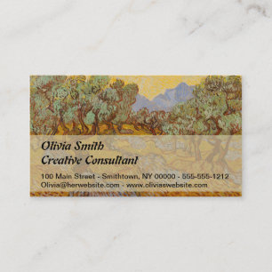 Cartão De Visita Oliveiras de Van Gogh Céu Sol Amarelo