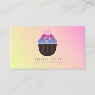 Cartão De Visita Ombre Cupcake Assar Decoração de Bolo Purpurina