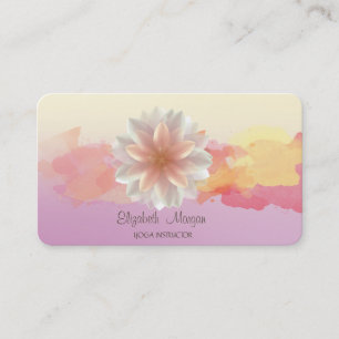 Cartão De Visita Ombre Elegante, Pincelada de Aquarela Lótus