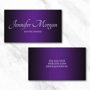 Cartão De Visita Ombre Elegante Roxo Negro e Real