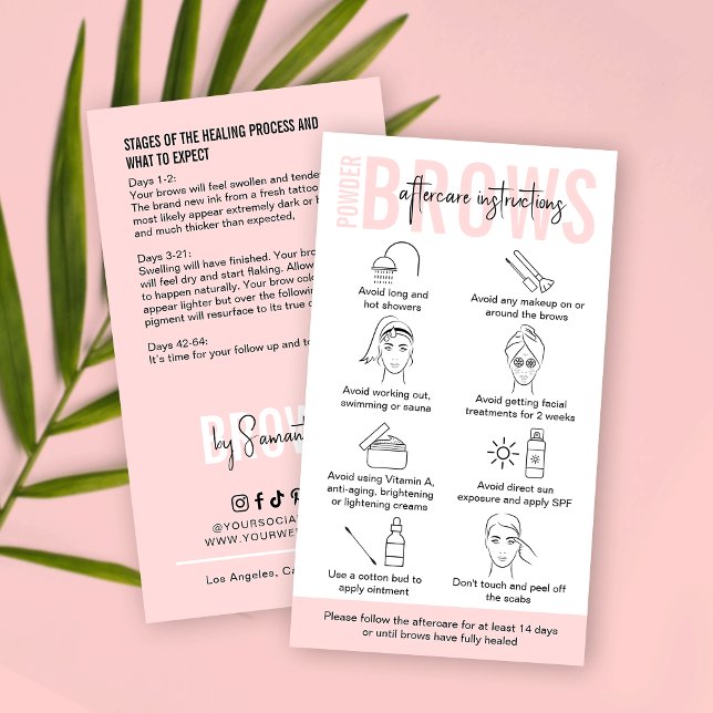 Cartão De Visita Ombre Feminina Pó Irrompeu Instruções Após Cuidado (Criador carregado)