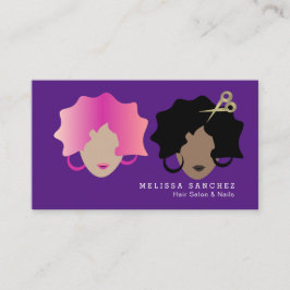 Cartão De Visita Ombré Hair Shears Faux Dourada Wavy Girl Salon Bea