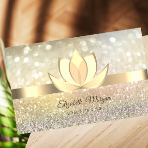 Cartão De Visita Ombre Profissional Dourado, Lotus Yoga
