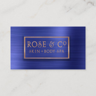 Cartão De Visita Ombro Azul Emerald Cobalt, Blush Dourado rosa