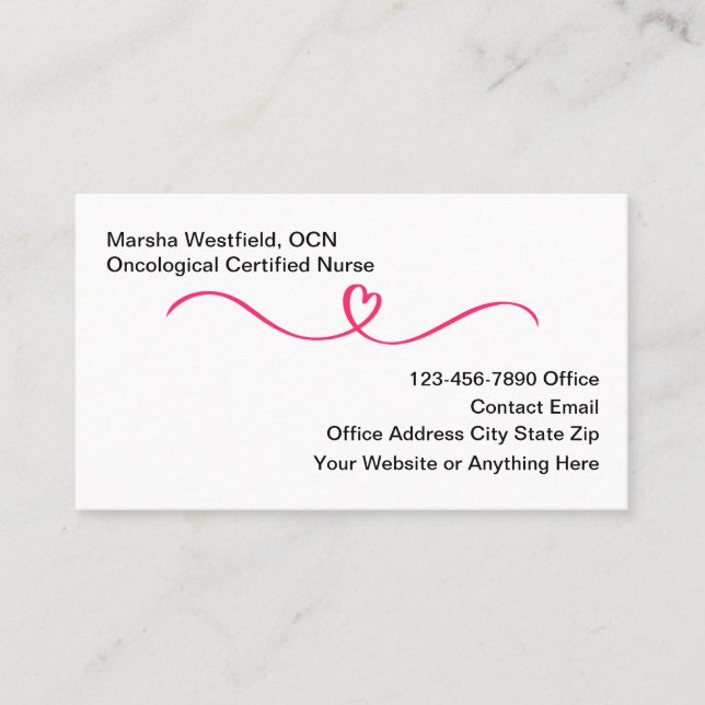 Cartão De Visita Oncological Certified Nurse Business Cards (Frente)