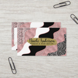 Cartão De Visita Onda Abstrata Rosa Dourado Rosa Moderno Glamour Te