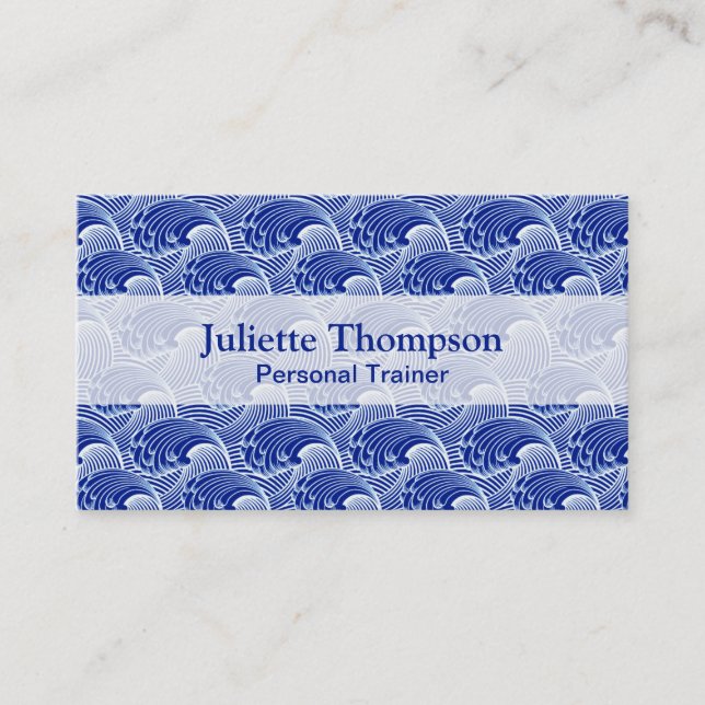 Cartão De Visita Ondas, azuis cobaltos e branco japoneses do (Frente)