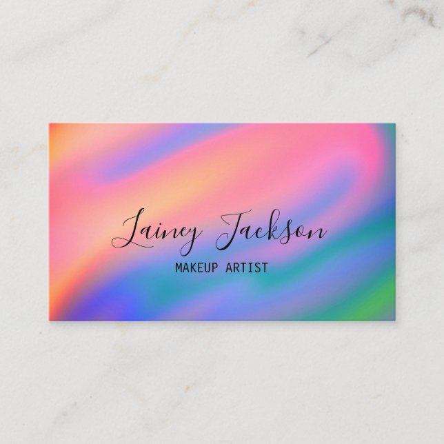 Cartão De Visita Ondas de abstrato azul-rosa neon exclusivas de ten (Frente)