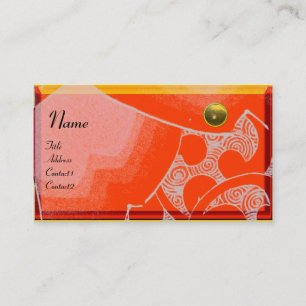 Cartão De Visita ONDAS MONOGRAMA TOPAZ, laranja amarelo branco
