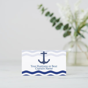Cartão De Visita Ondas Náuticas e Âncora de Barco
