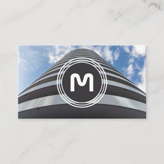 Cartão De Visita Ondas orgânicas de monograma elegantes (Frente)