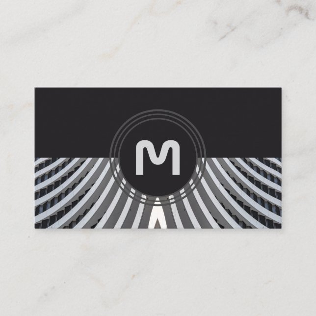 Cartão De Visita Ondas orgânicas de monograma elegantes (Frente)