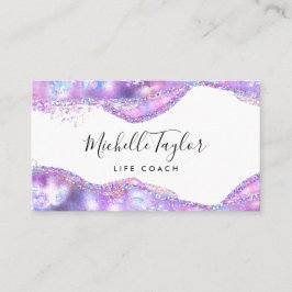 Cartão De Visita ônibus elegante de pedra opal iridescente holográf