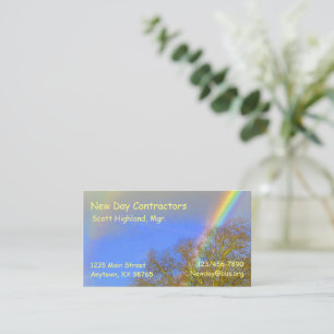Cartão De Visita Ônibus. Placa - Arco-Íris Duplo sobre Árvores