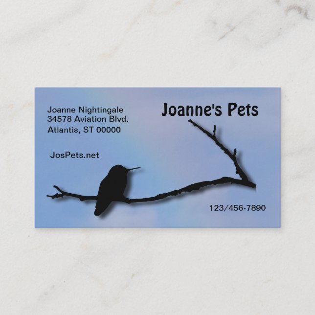 Cartão De Visita Ônibus. Placa - Silhouette de Hummingbird (Frente)