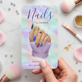 Cartão De Visita Opal Chic Nail Salon Manicurist Artist Stylish