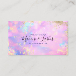 Cartão De Visita Opal Holographic MUA Beauty Salon Makeup Artist Bu