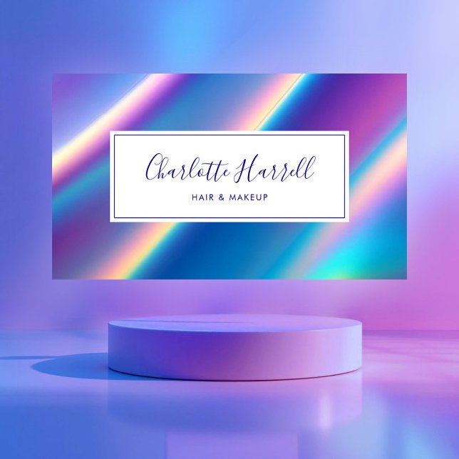 Cartão De Visita Opal Iridescente Código QR Beleza Pros (Criador carregado)