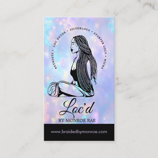 Cartão De Visita Opal Loctitian & Stylist Localiza Salão de Bela (Frente)