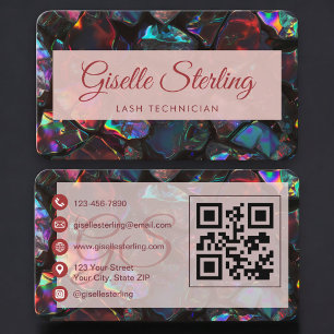 Cartão de visita Opal Preto QR Code para Técnicos
