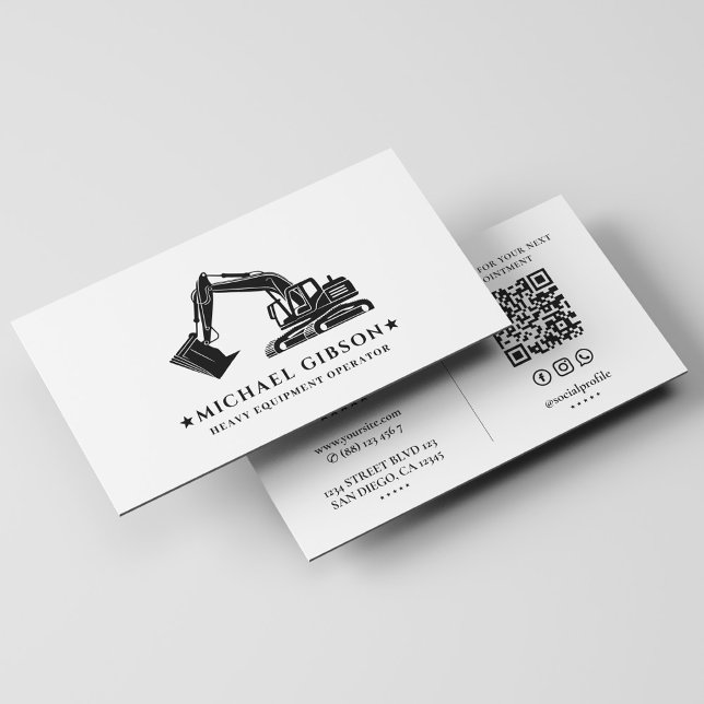 Cartão De Visita Operador de Equipamento Pesado de Construção (Construction Contractor Heavy Equipment Operator Business Card
)