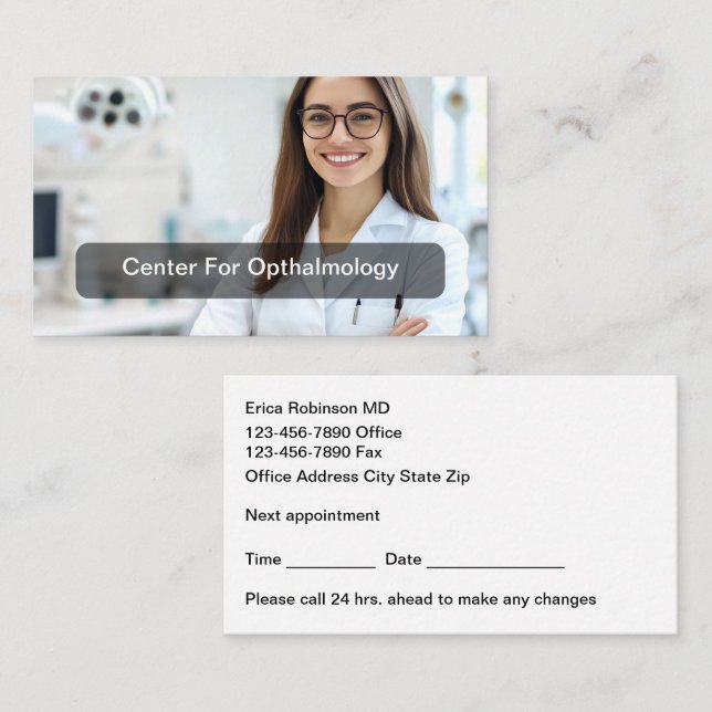 Cartão De Visita Ophthalmologist Vision Care Appointment Cards (Frente/Verso)