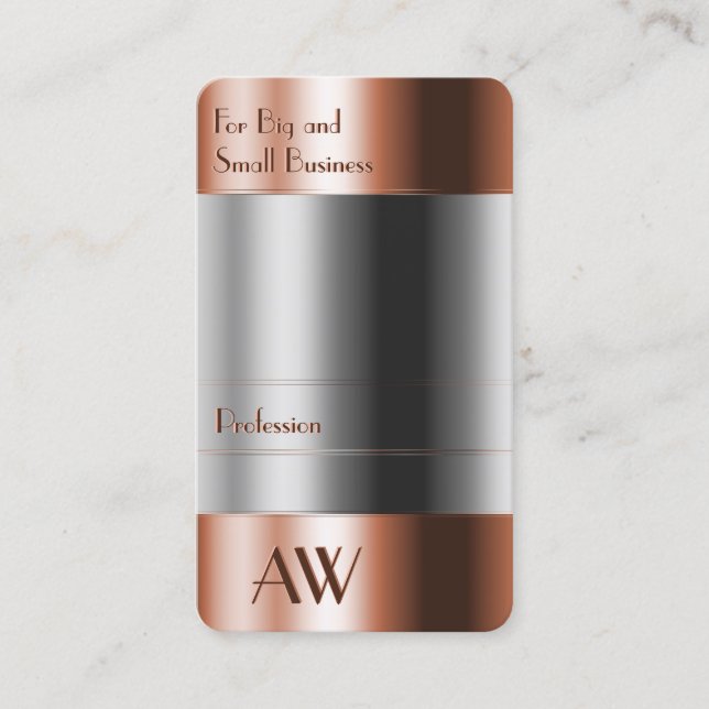 Cartão De Visita Óptica de vidro com monograma, com caixa de cobre (Frente)