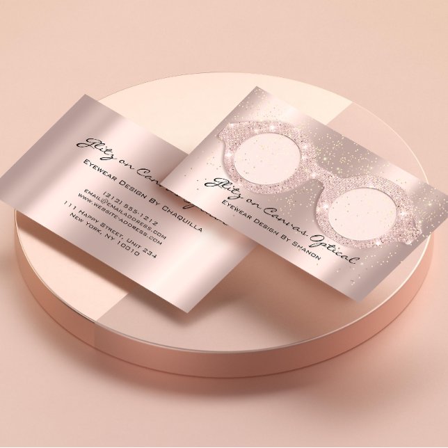 Cartão De Visita Óptico Óptico Óptico Óptico Óculos Rosa (Criador carregado)