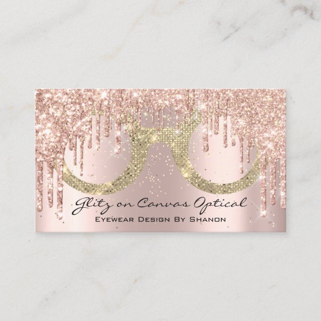 Cartão De Visita Óptico Óptico Óptico Óptico Óculos Rosa (Frente)