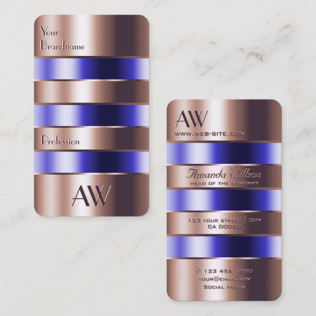 Cartão De Visita Ópticos de vidro Dourado rosa (Frente/Verso)