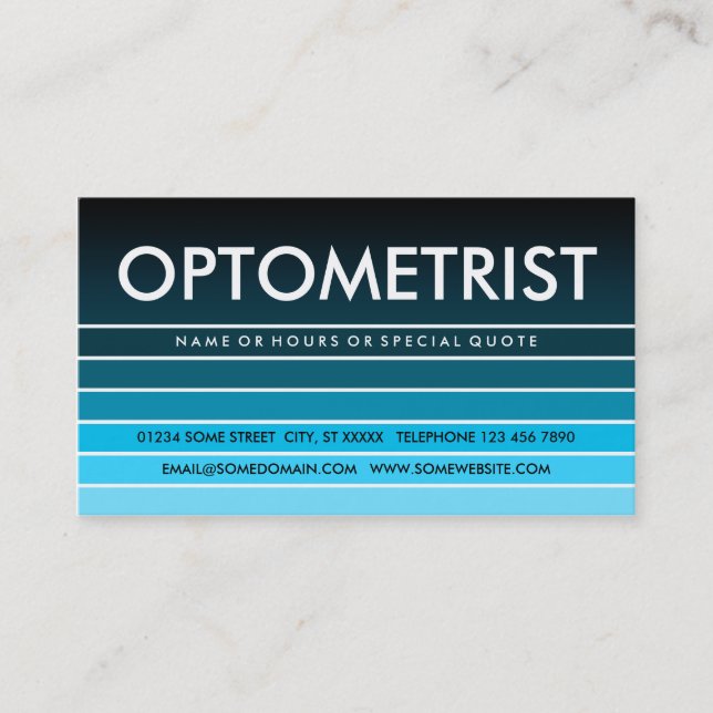 Cartão De Visita OPTOMETRISTA com amostra azul (Frente)
