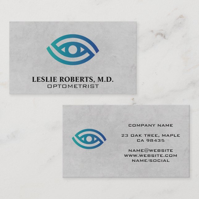 Cartão De Visita Optometrista | Logotipo de olho (Frente/Verso)