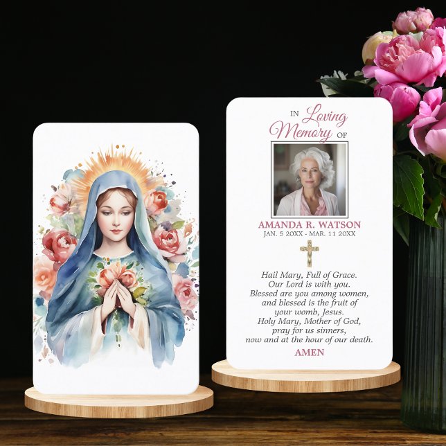 Cartão De Visita Oração Católica Religiosa Virgem Maria Cross Flora (Religious Prayer Virgin Mary Cross Floral  PHOTO Business Card)