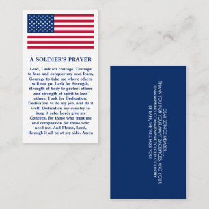 Cartão De Visita Oração de Soldado: Exército de Bandeira America