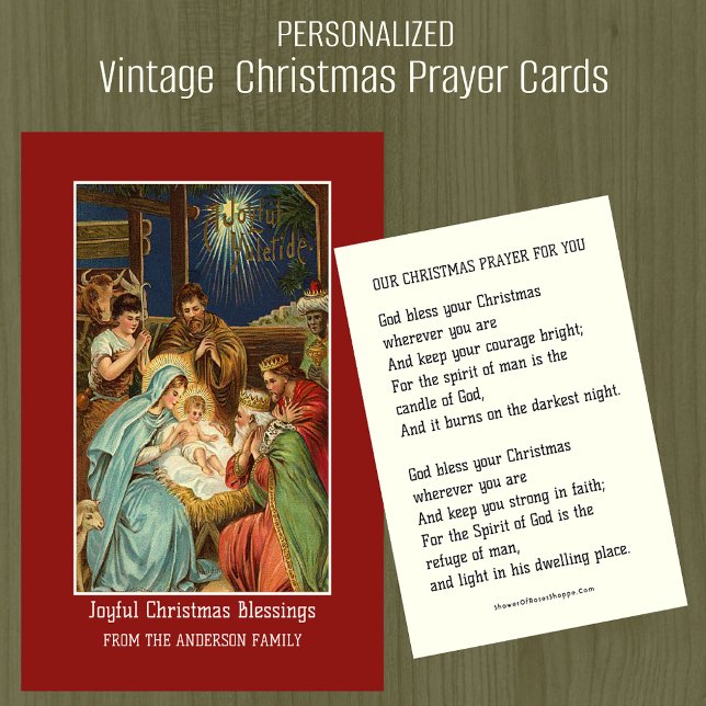 Cartão De Visita Oração Personalizada da Epifania de Natal (Vintage Religious Christmas Prayer Cards to send with Christmas Cards)