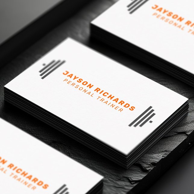 Cartão De Visita Orange/Gray Gym Barbell Symbol Personal Trainer (Criador carregado)