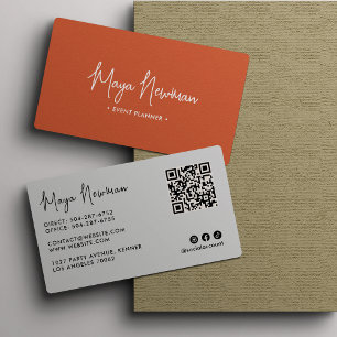 Cartão De Visita ORANGE Moderno Elegante - mínimo criativo de códig
