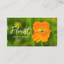 Cartão De Visita Orange Poppy Flower Summer Green Photo Florist