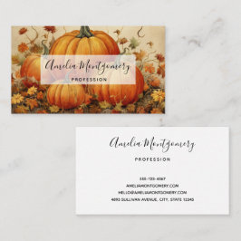 Cartão De Visita Orange Pumpkins Rustic Autumn