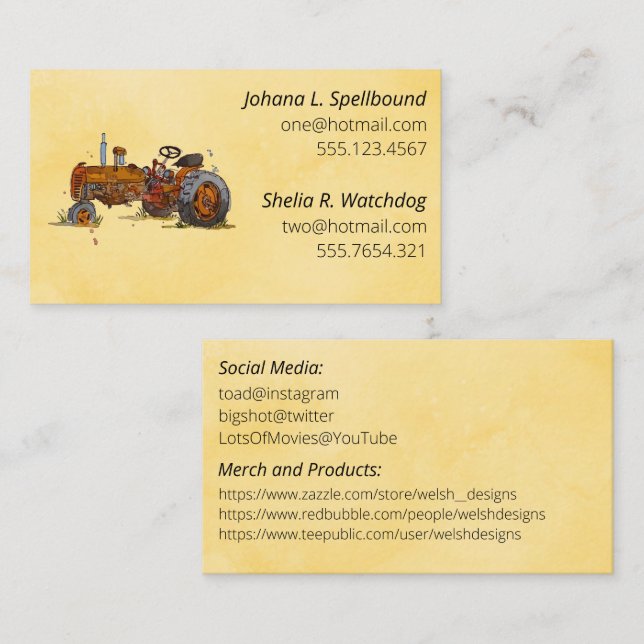 Cartão De Visita Orange Social introduction calling card-tractor (Frente/Verso)