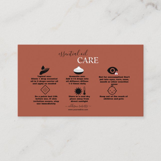 Cartão De Visita Orange Terracotta Oil Modern Professional (Frente)