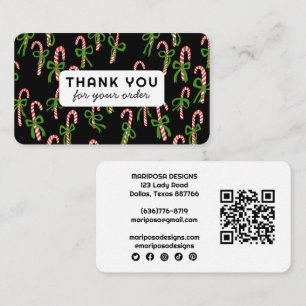 Cartão De Visita Ordem do Cliente Candycanes Obrigado Código QR Soc