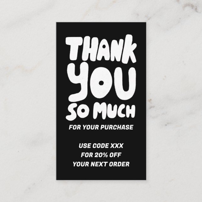 Cartão De Visita Ordem Preta&Branca Simples Obrigado Código QR Soci (Frente)