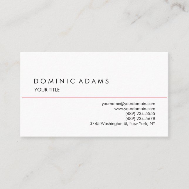 Cartão De Visita Original profissional branco preto liso à moda (Frente)