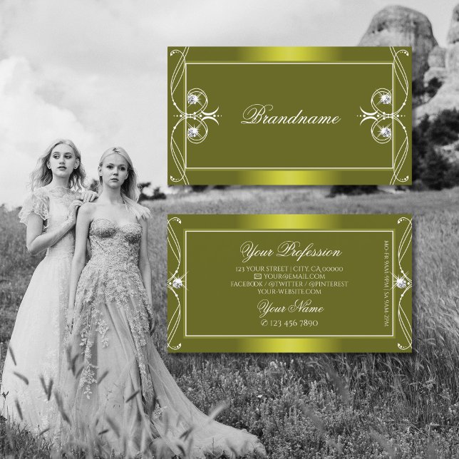 Cartão De Visita Ornamentado Amarelo Olivais Estimulantes Ornações (Criador carregado)