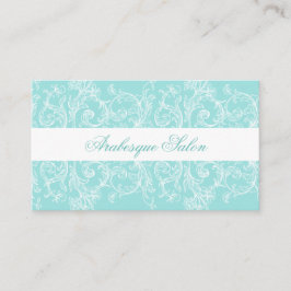 Cartão de visita ornamentado azul e branco