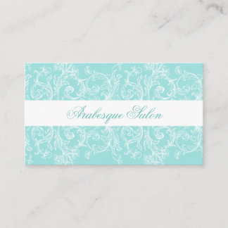 Cartão de visita ornamentado azul e branco