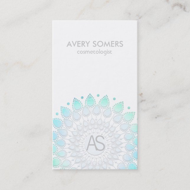 Cartão De Visita Ornamentado Cosmetólogo Leaf Motif White Modern (Frente)