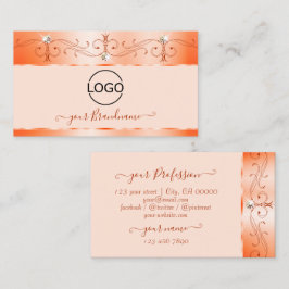 Cartão De Visita Ornamentado de Luxe Glam Salmão, Jovens Espumantes